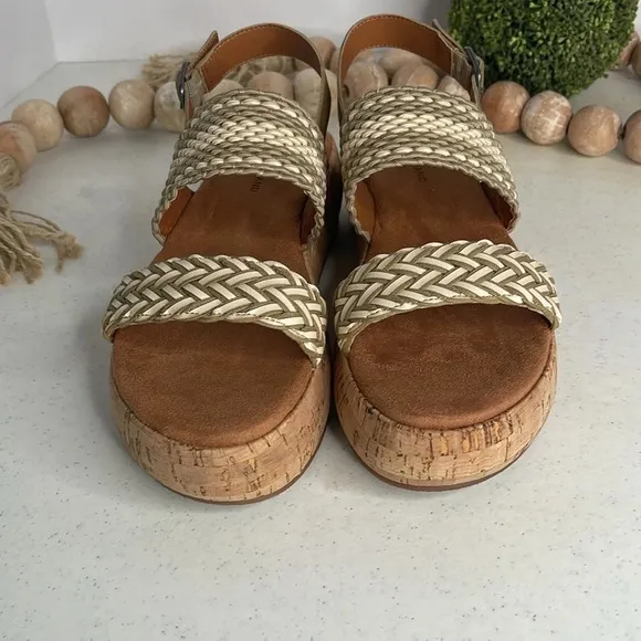 LUCKY BRANDWomen's Jadiel Woven Strappy Slingback Platform Sandals Sz 9