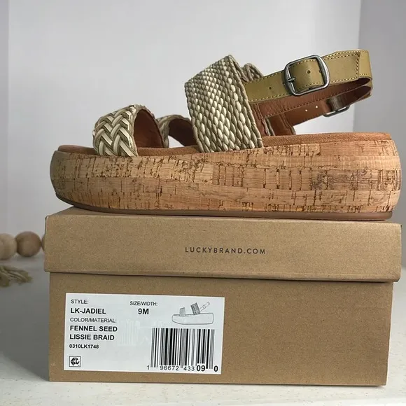 LUCKY BRANDWomen's Jadiel Woven Strappy Slingback Platform Sandals Sz 9
