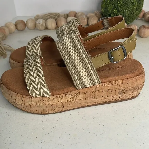 LUCKY BRANDWomen's Jadiel Woven Strappy Slingback Platform Sandals Sz 9