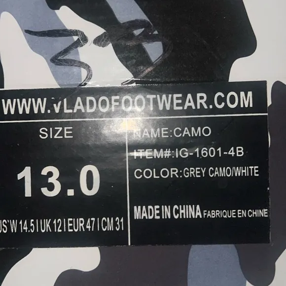 Luxury Kicks By Vlado Urban Footwear | Gray\ Camo\ White | Logo Bling | NEW 🩶👟