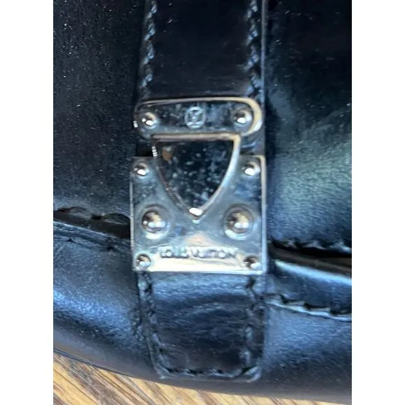LV Louis Vuitton Black Leather Buckle Slip On Loafer Shoes  Mens Size 6.5M