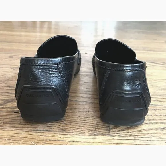 LV Louis Vuitton Black Leather Buckle Slip On Loafer Shoes  Mens Size 6.5M