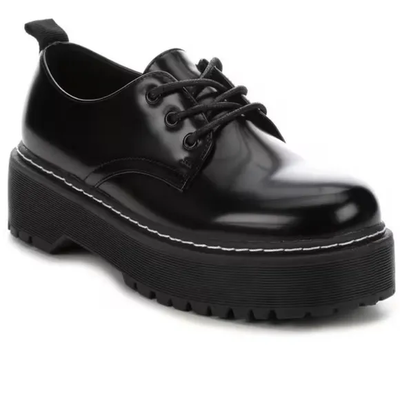 Madden Girl Black Dr. Marten Style Platform Ankle Oxford Shoes