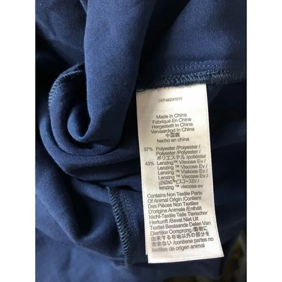 Madewell Satin Dress Button Front Midi Shirtdress Classic Indigo Blue NWT Size M