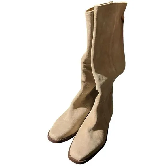 Madewell Boots WMNS 5 Beige Suede Antoine Tall Maple Seed Low Heel Capsule NN035