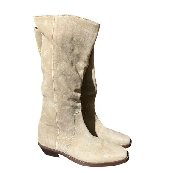 Madewell Boots WMNS 5 Beige Suede Antoine Tall Maple Seed Low Heel Capsule NN035