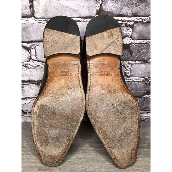 Magnanni Neiman Marcus Burnished Brown Leather Wingtip Dress Shoes Men Sz 10M US