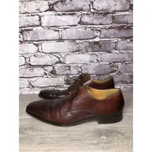 Magnanni Neiman Marcus Burnished Brown Leather Wingtip Dress Shoes Men Sz 10M US