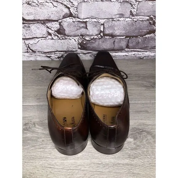 Magnanni Neiman Marcus Burnished Brown Leather Wingtip Dress Shoes Men Sz 10M US