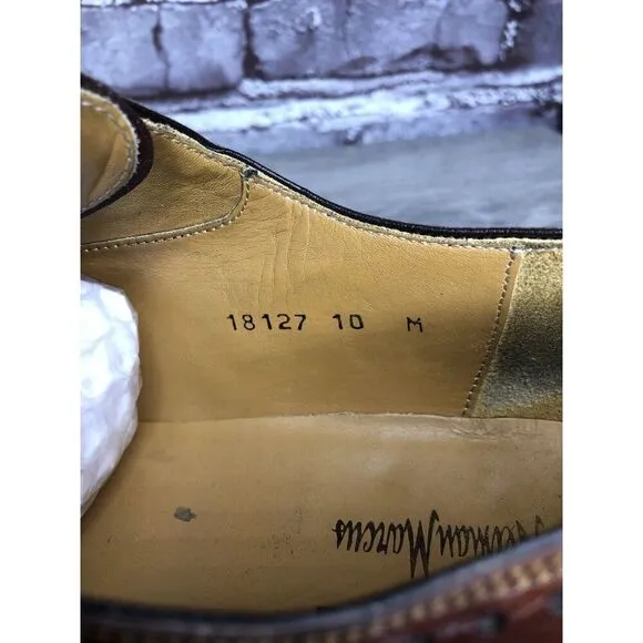 Magnanni Neiman Marcus Burnished Brown Leather Wingtip Dress Shoes Men Sz 10M US