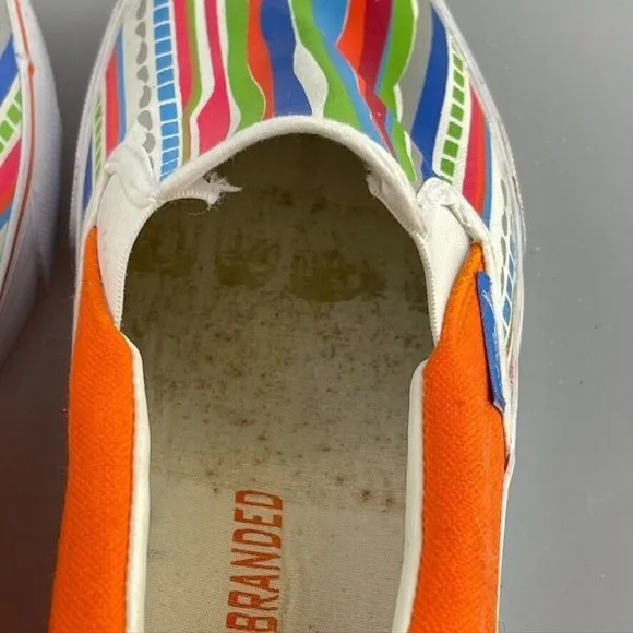 MAKAVELI BRANDED FLY BOY Shoes Multicolor Painted Stripe Canvas Slip-on Mens 13M