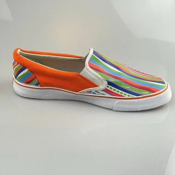 MAKAVELI BRANDED FLY BOY Shoes Multicolor Painted Stripe Canvas Slip-on Mens 13M