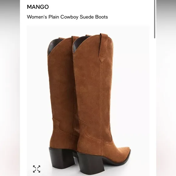 Mango Brown Heeled Boots Suede Leather