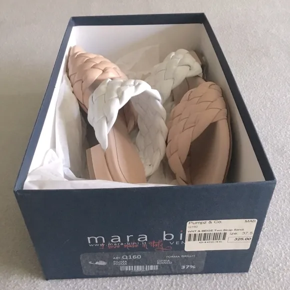 Mara Bini Bright Woven Italian Lather Sandals Size 37.5