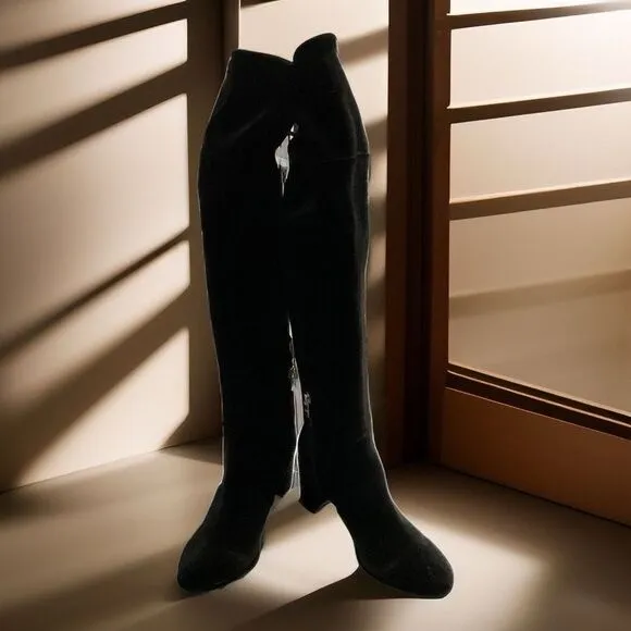 Marc Fisher Black Velvety Suede NWOT Above Knee Boots Size 8