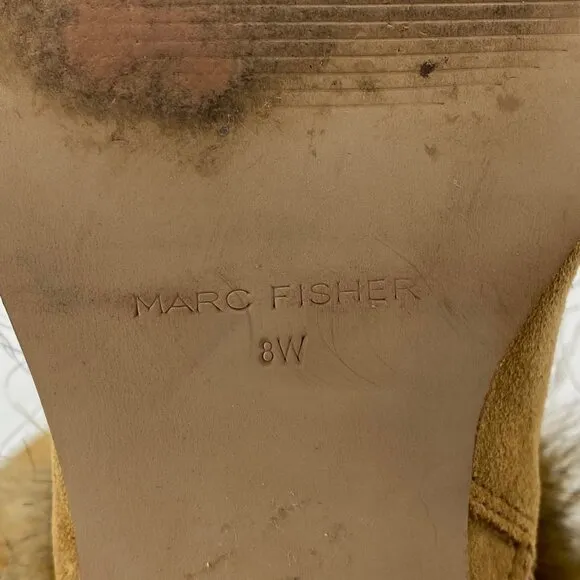 Marc Fisher Tan Block Heel Zip Suede Boots | Size 8