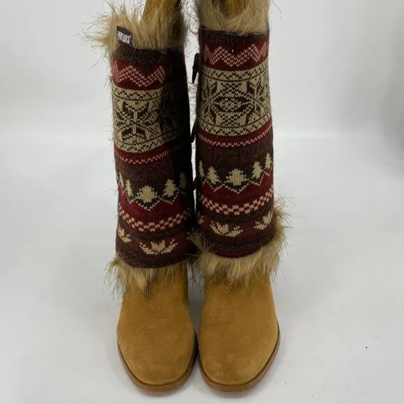 Marc Fisher Tan Block Heel Zip Suede Boots | Size 8