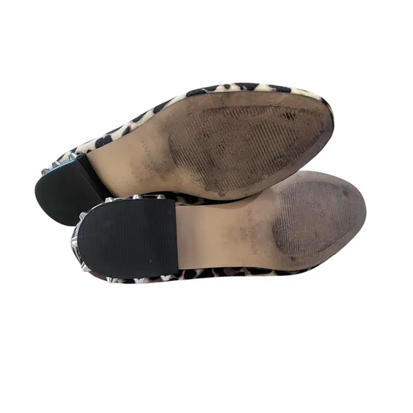Marc Fisher Velvet Leopard Print Loarer Slip On Shoes Size 7.5M Studded Brown