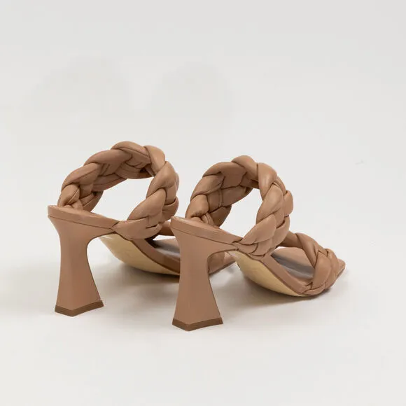 Marc Fisher Women Hammy Braided High Heel Slide Sandals Natural Size 7.5 240090