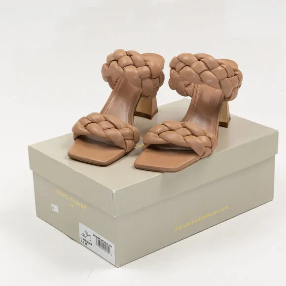 Marc Fisher Women Hammy Braided High Heel Slide Sandals Natural Size 7.5 240090