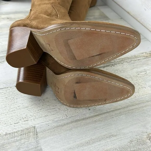 Marc Fisher womens 5 brown faux suede over the knee block heel boots new