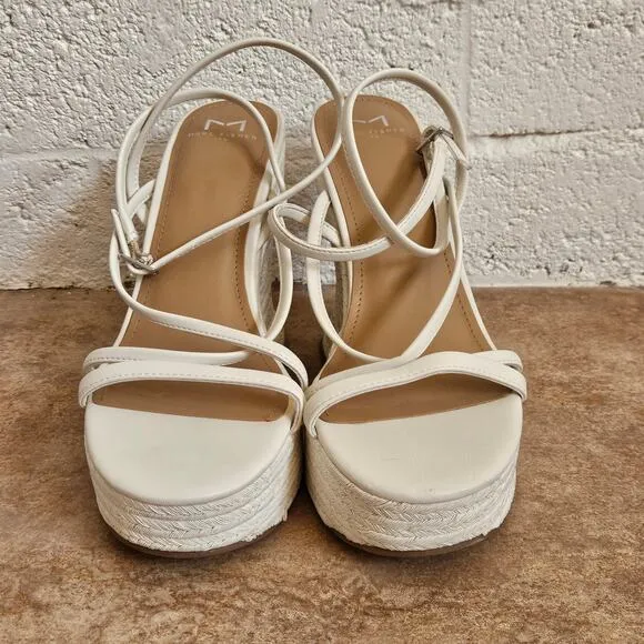 MARC FISHER Womens Ivory Strappy Padded Fetch Round Toe Espadrille Shoes Size 9