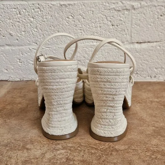 MARC FISHER Womens Ivory Strappy Padded Fetch Round Toe Espadrille Shoes Size 9