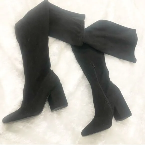 Marc fisher over the knee black suede boots size 5