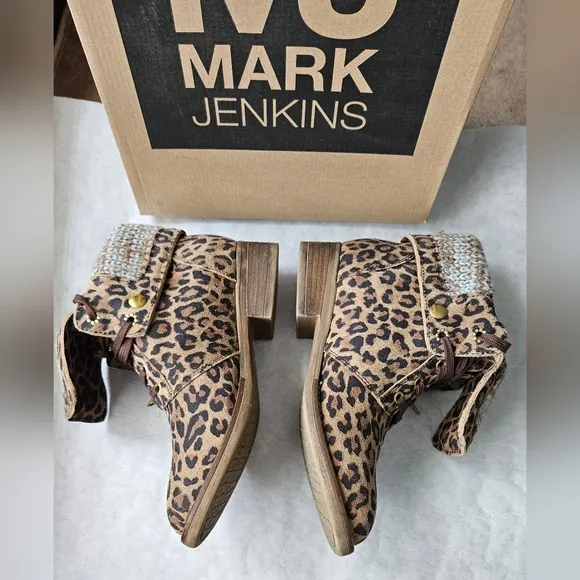 Mark Jenkins leopard boots sock lined with box