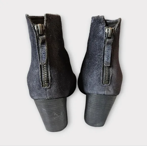 Marsell Dark Blue Suede Block Heel Ankle Boots