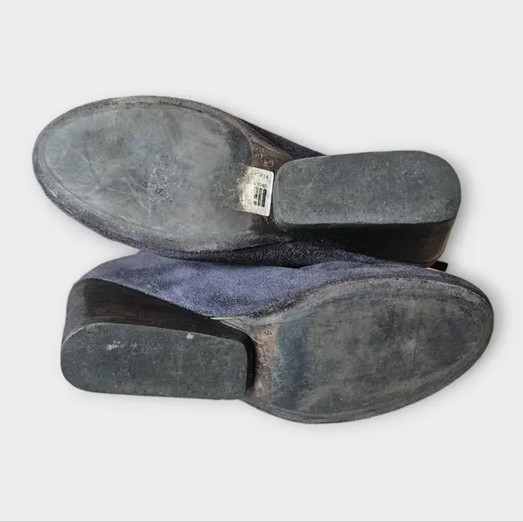 Marsell Dark Blue Suede Block Heel Ankle Boots