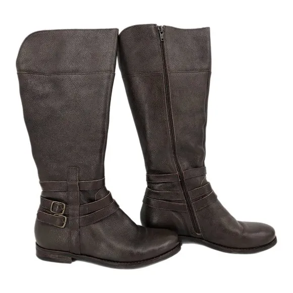 Matisse Brown Leather Knee-High Boots | Classic Buckle Accent