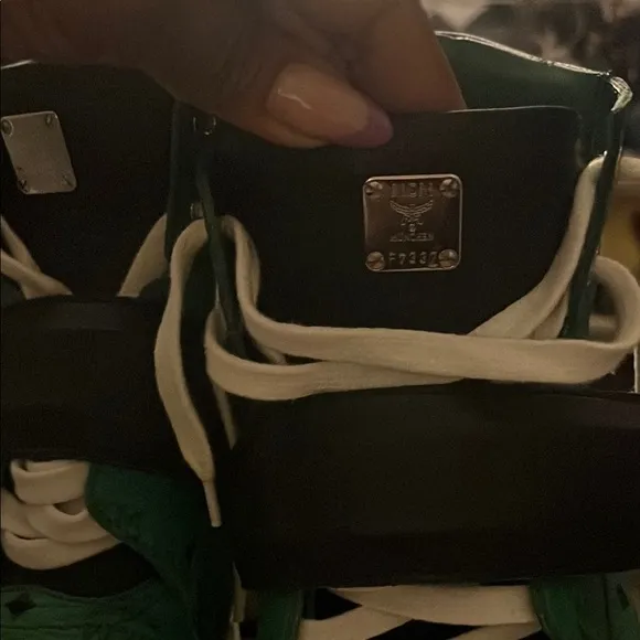 MCM Green and White Retro Sneakers