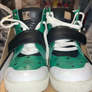 MCM Green and White Retro Sneakers