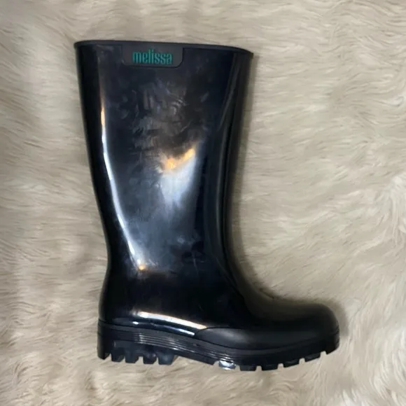 Melissa Black Classic Waterproof Welly Rain Boots US 7