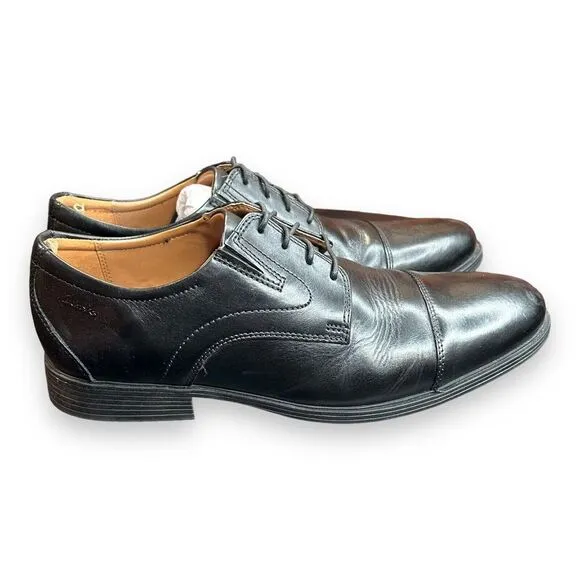 MEN CLARKS‎ COLLECTION WHIDDON CAP COLOR BLACK LEATHER SIZE 12W