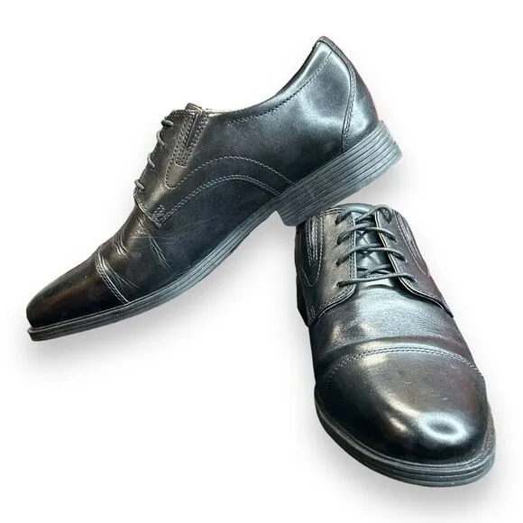 MEN CLARKS‎ COLLECTION WHIDDON CAP COLOR BLACK LEATHER SIZE 12W