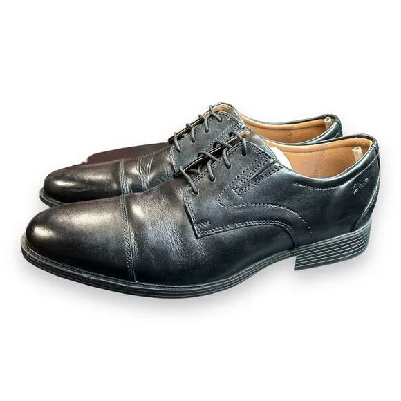 MEN CLARKS‎ COLLECTION WHIDDON CAP COLOR BLACK LEATHER SIZE 12W