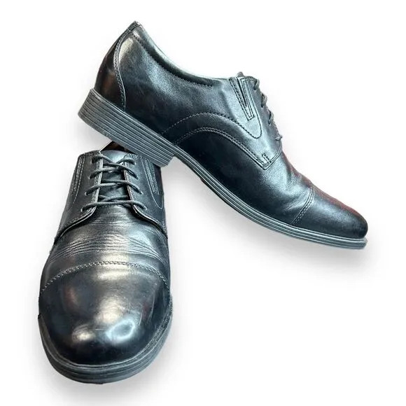 MEN CLARKS‎ COLLECTION WHIDDON CAP COLOR BLACK LEATHER SIZE 12W