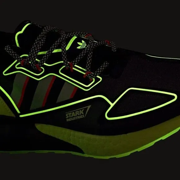MEN'S adidas ZX 2K Boost x Marvel Stark Industries Black Solar Yellow H02559
