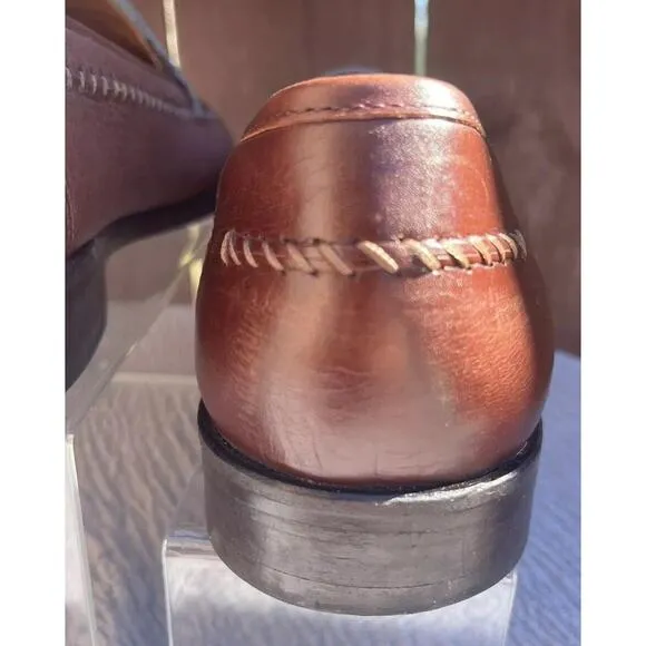 Men's Brass Boot Brown Leather Tassel Weave Size 10.5m