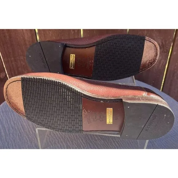 Men's Brass Boot Brown Leather Tassel Weave Size 10.5m
