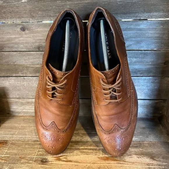 Mens Cole Haan Harrison Grand OS Brown Wingtip Brogue Leather Shoes Size 11 M‎