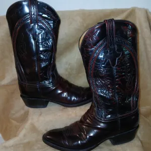 Men's LUCCHESE Black Cherry Classic Seville Goatskin Cowboy Boots.