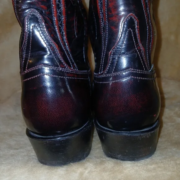 Men's LUCCHESE Black Cherry Classic Seville Goatskin Cowboy Boots.