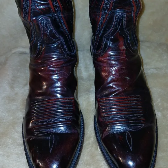 Men's LUCCHESE Black Cherry Classic Seville Goatskin Cowboy Boots.
