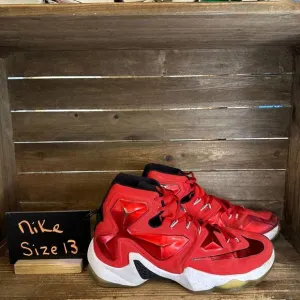 Mens Nike LeBron 13 Away Red Athletic Mid Basketball‎ Sneakers Shoes Size 13 D