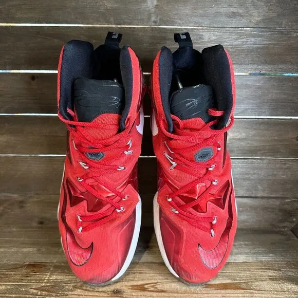 Mens Nike LeBron 13 Away Red Athletic Mid Basketball‎ Sneakers Shoes Size 13 D