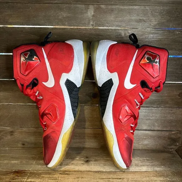 Mens Nike LeBron 13 Away Red Athletic Mid Basketball‎ Sneakers Shoes Size 13 D