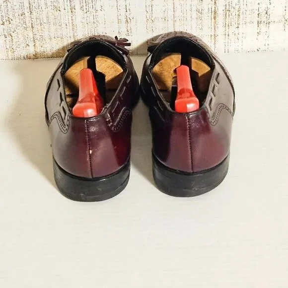 Mens‎ Size 8 D Florsheim Wingtip Tassel Loafers Slip On Leather Burgundy